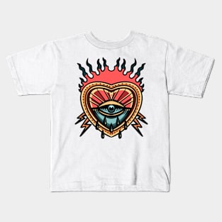 burning heart and thunder Kids T-Shirt